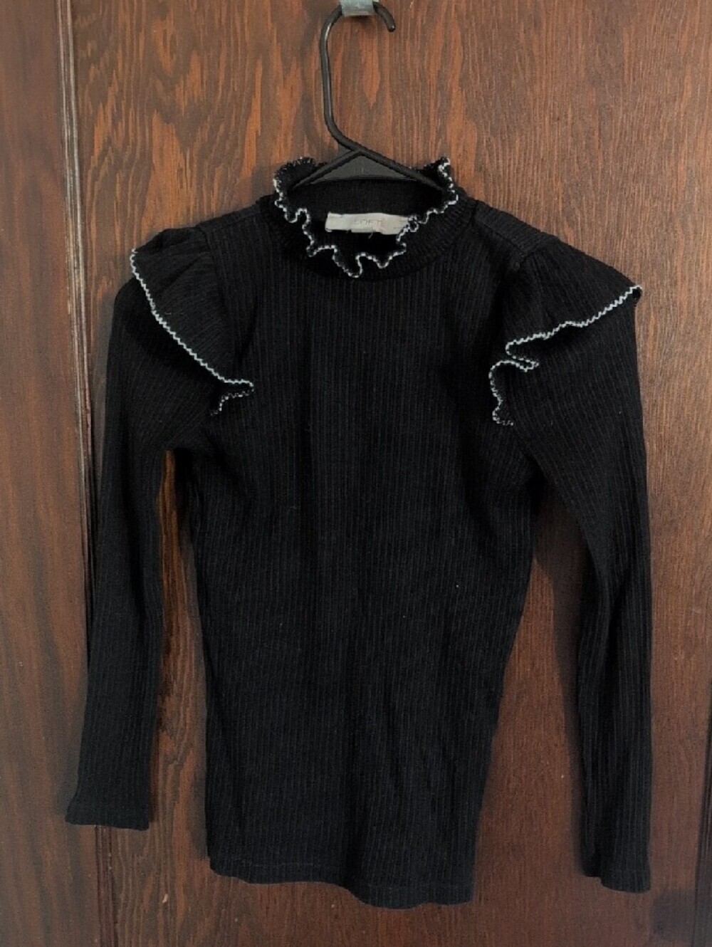 LOFT Black Cable & Ruffle Turtleneck Sweaters Set - Picture 6 of 9